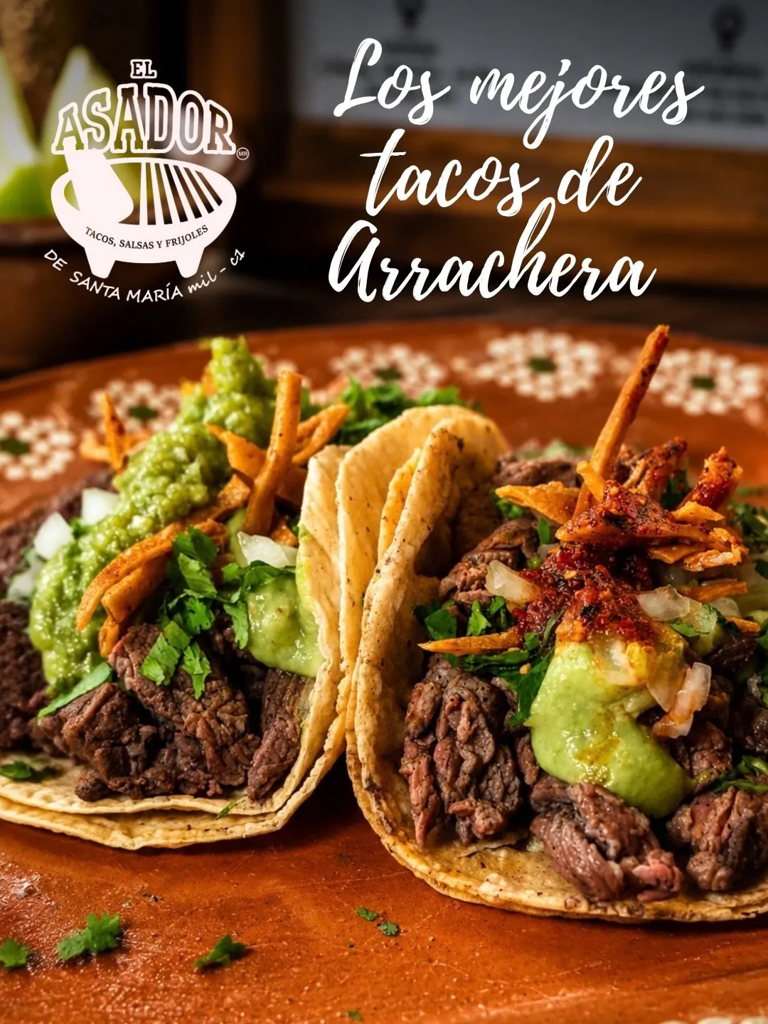 Tacos de arrachera con guacamole